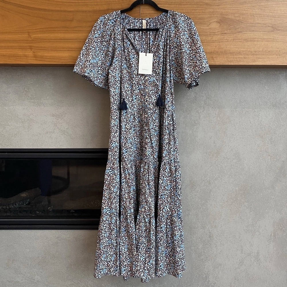 NWT Spell & The Gypsy Collective Poppy Smock Midi Dress, Size XXS